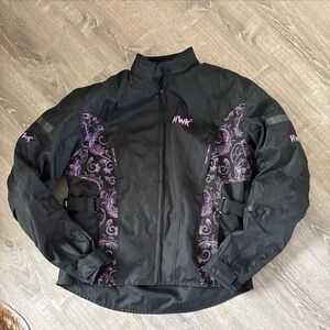 HWK | Womens 2XL. Motorcycle Jacket | CE Armor | Black Pink Floral | Reflector